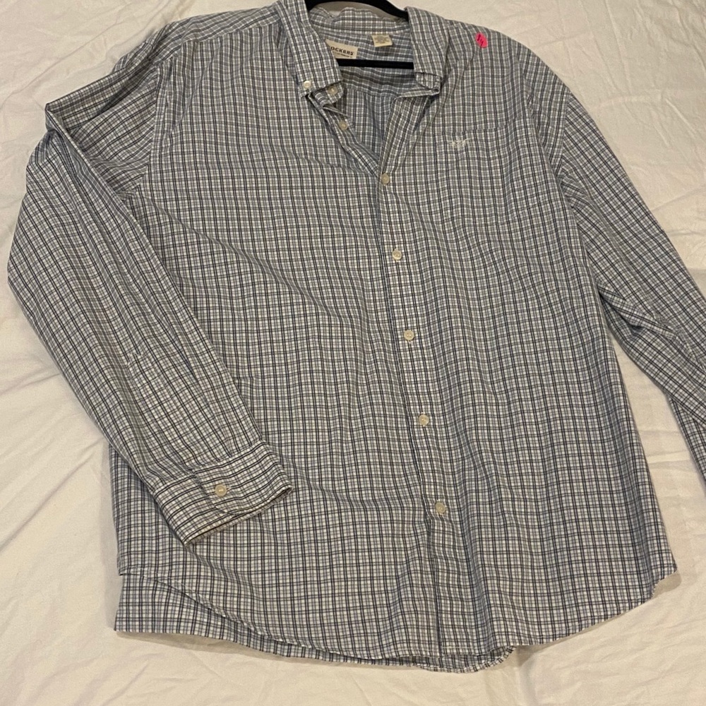 Navy Blue Plaid Button Down